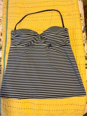 Striped Navy and White Tankini Top